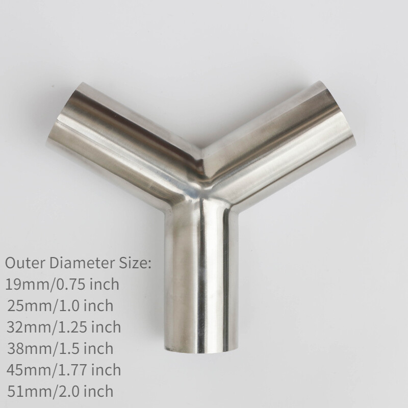 Stainless Steel Y Shape Pipe 3 Way Fitting 120 Degree Exhaust Tube Polished Tool gallery