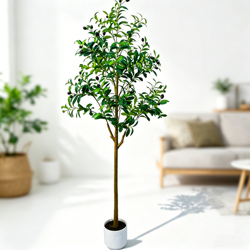 2Pcs 5Ft Artificial Olive Tree Realistic Adjustable Branches Planter Home Office gallery