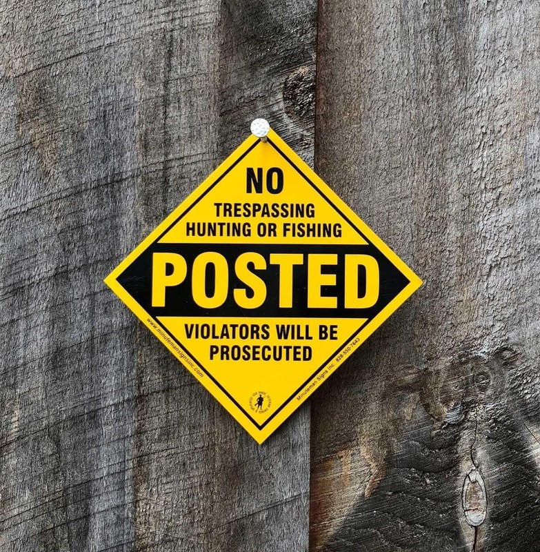 10 Count No Trespassing Signs - Rust-Free Aluminum, Yellow, 5.5"x5.5" gallery