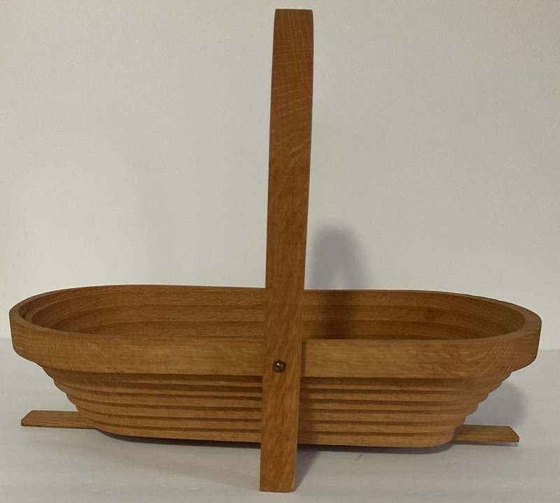 Handmade Collapsible WOODEN BASKET_13 1/2" x 6 5/8" x 7/8"(11' w/ handle)_Signed gallery