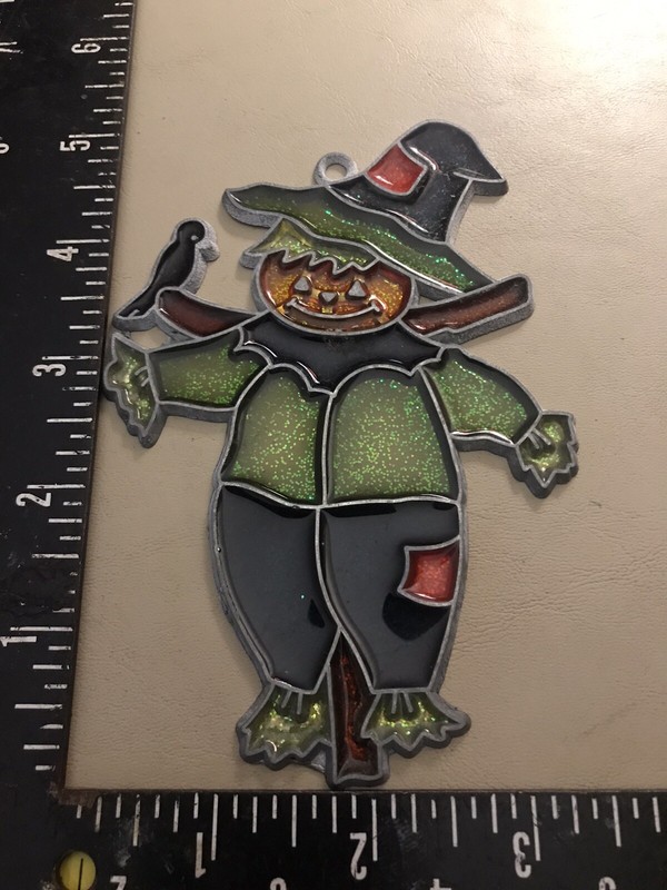 Vintage 1980s Suncatcher “Scarecrow” Acrylic Stained Glass Style Window Ornament
