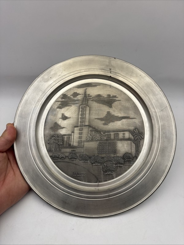 LDS Mormon LOS ANGELES TEMPLE Ltd Edition Pewter Plate By Bernd Thieland 10 3/8″