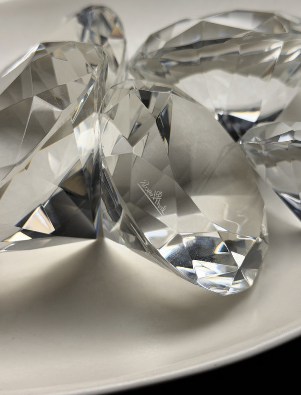 Rosenthal Cut Crystal Diamond Shape Faceted Jewels Bling Decor, 5 Pieces