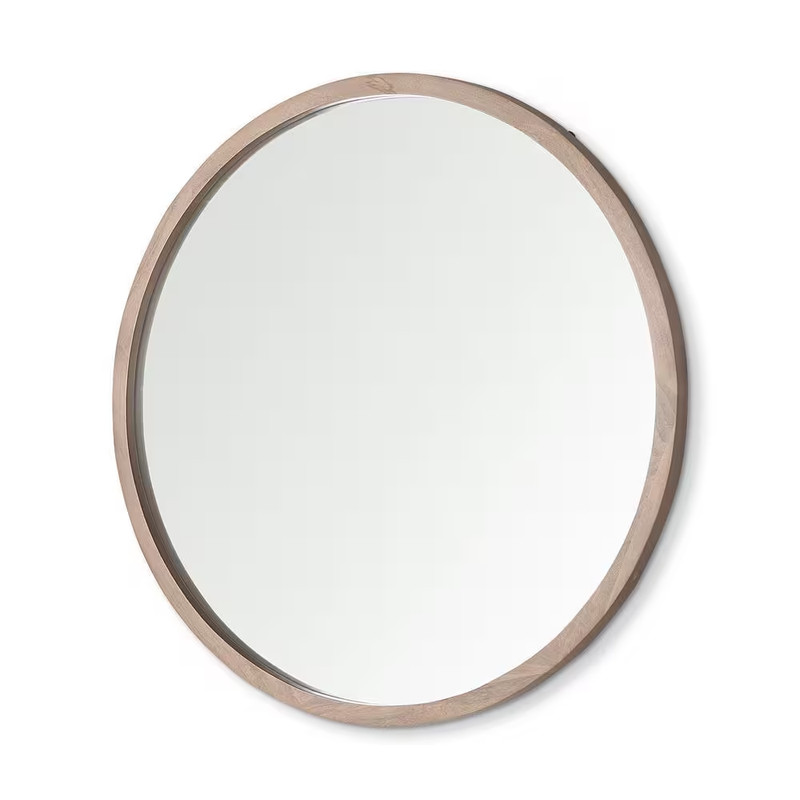 Gambit 1 In. W X 49 In. H round Light Brown Wood Frame Wall Mirror