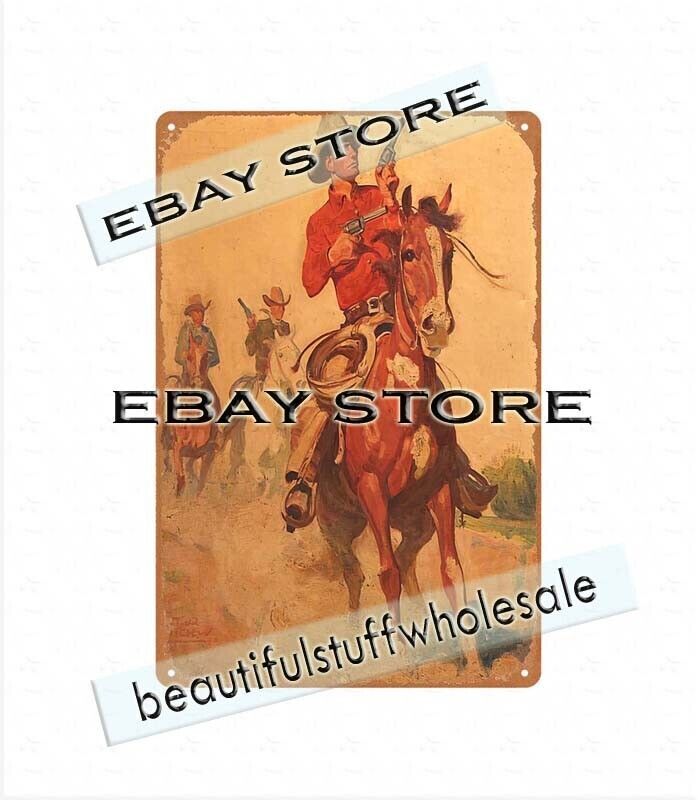 western horse gun cowboyArthur Roy Mitchell (1889-1977) metal tin sign decor gallery