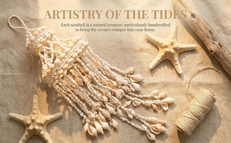 1Pc Natural Seashell Wind Chime, Handmade Shell Chandelier Decor, Indoor Outdoor gallery