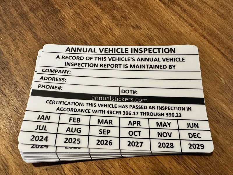10 Pack Annual Vehicle Inspection Decal Sticker Trucks Trailers Semi Dot write