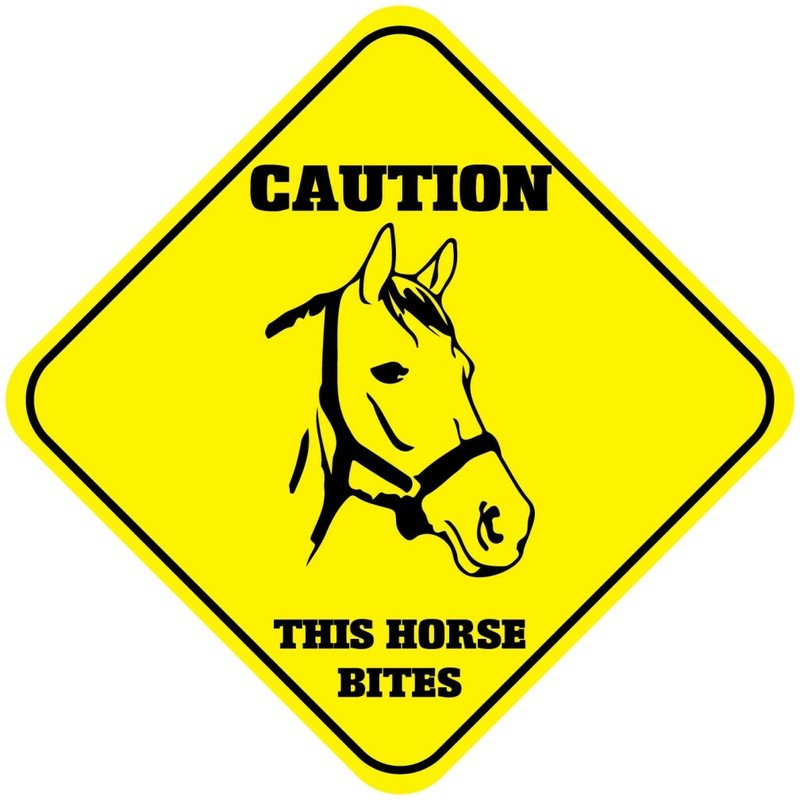 Aluminum Crossing Sign Caution This Horse Bites Cross Xing Diamond Street Signal
