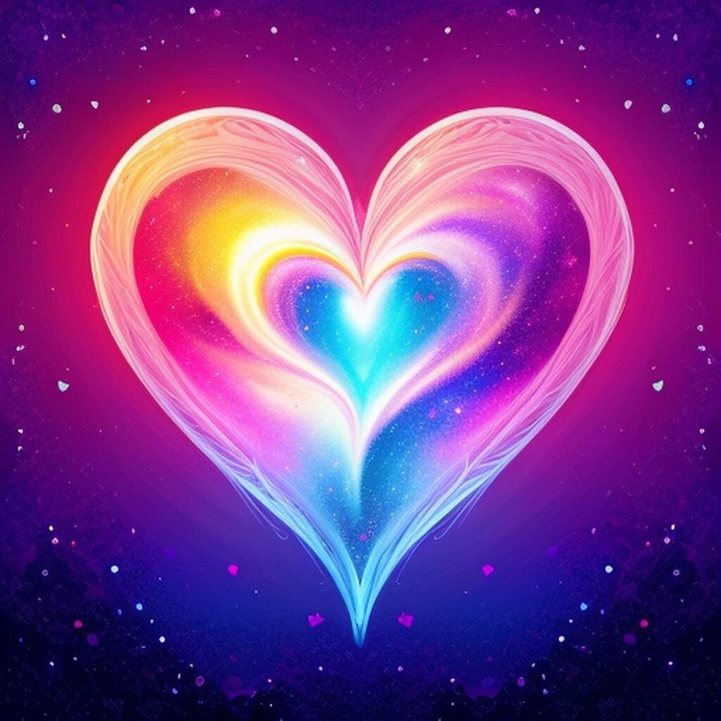 Galaxy Heart Phone Sticker (2 Inch) Rainbow Colorful Love Space Moon Stars