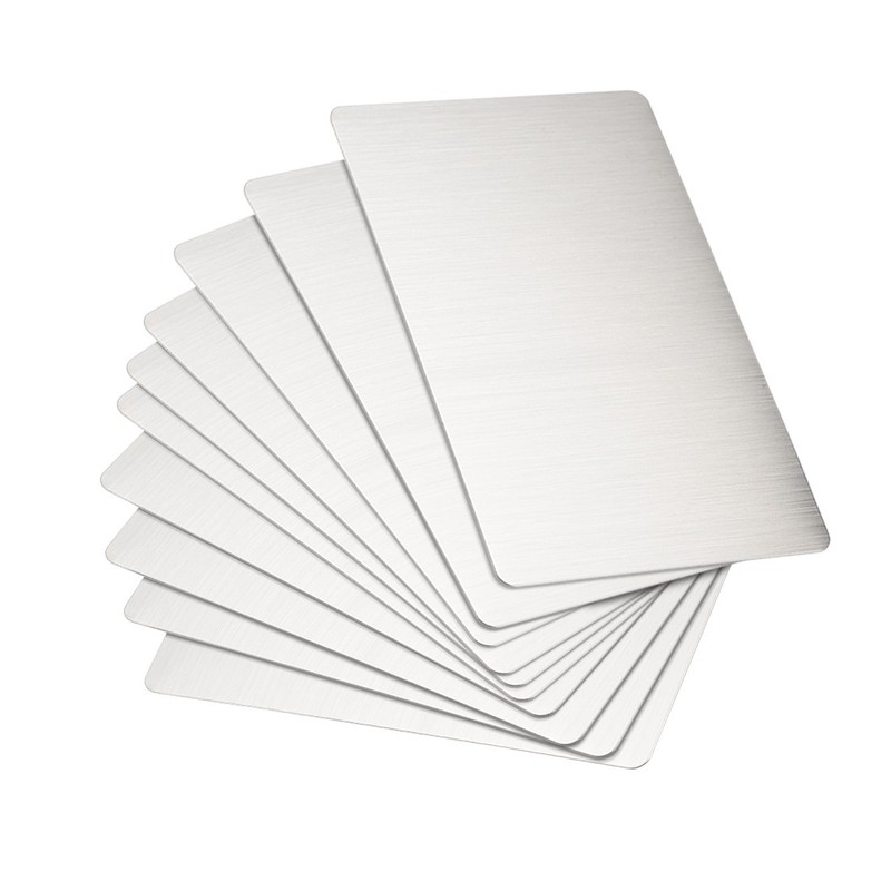 Metal business card 80x50x0.4mm brushed silver plate 10pcs