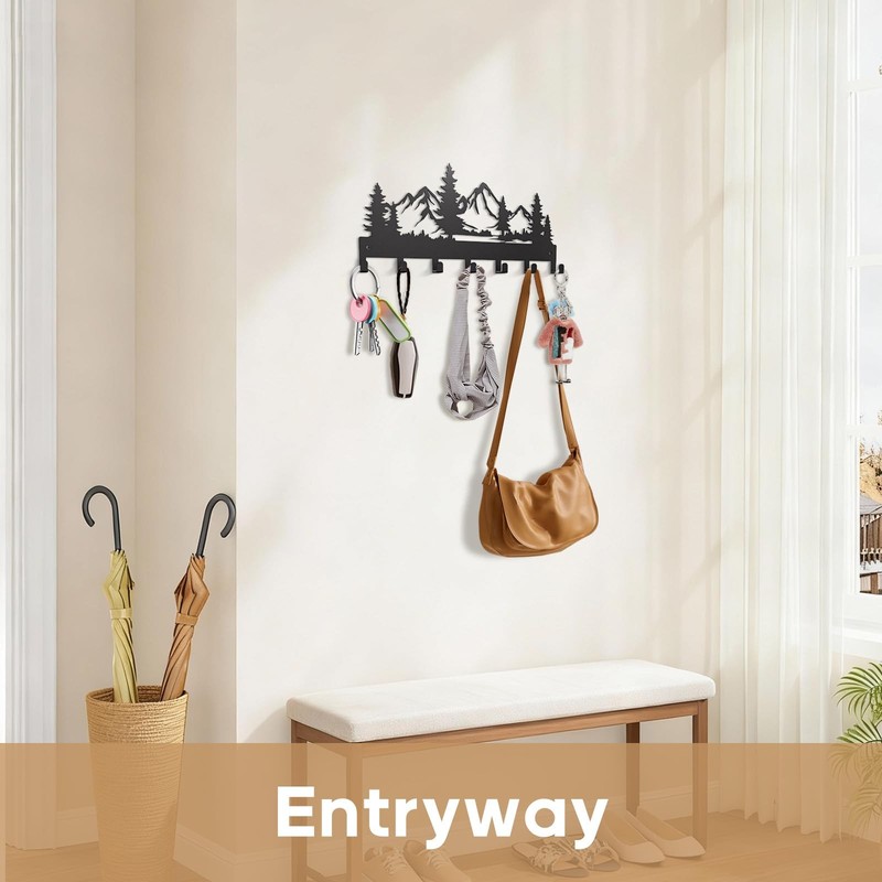 2 Pack Key Holder Wall Mount with 14 Key Hooks, 12"x5.7" 20LB Metal Key Hange... gallery