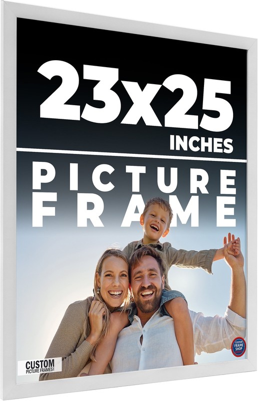 23×25 Frame White Real Wood Picture Frame Width 0.75 inches | Interior Frame Dep