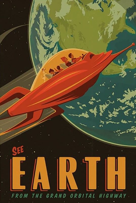 See Earth – Commerical Space Travel Fantasy Concept Metal Poster Sign