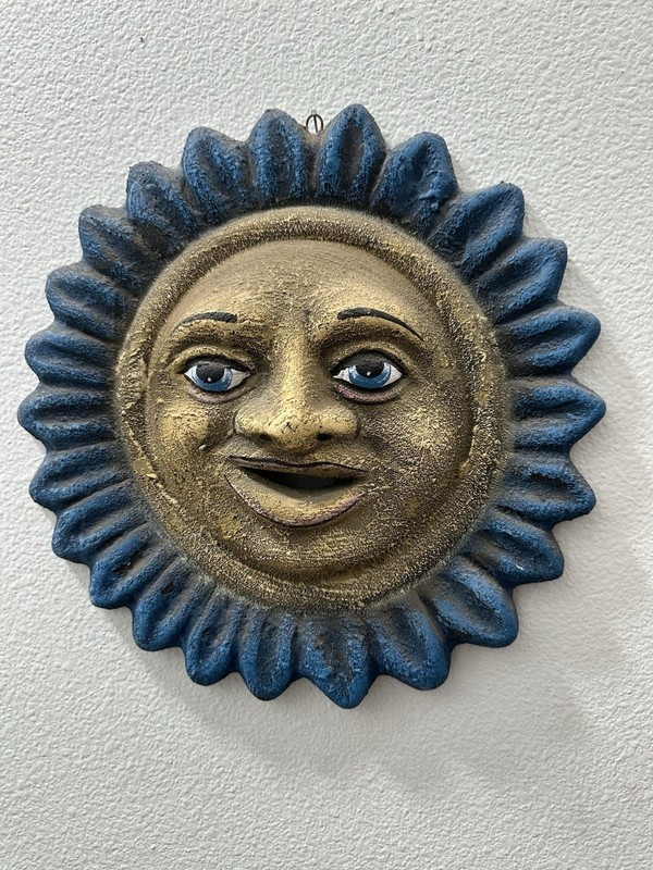 Celestial 3D Anthropomorphic Whimsical Sun Face Wall Hanging Hand Painted