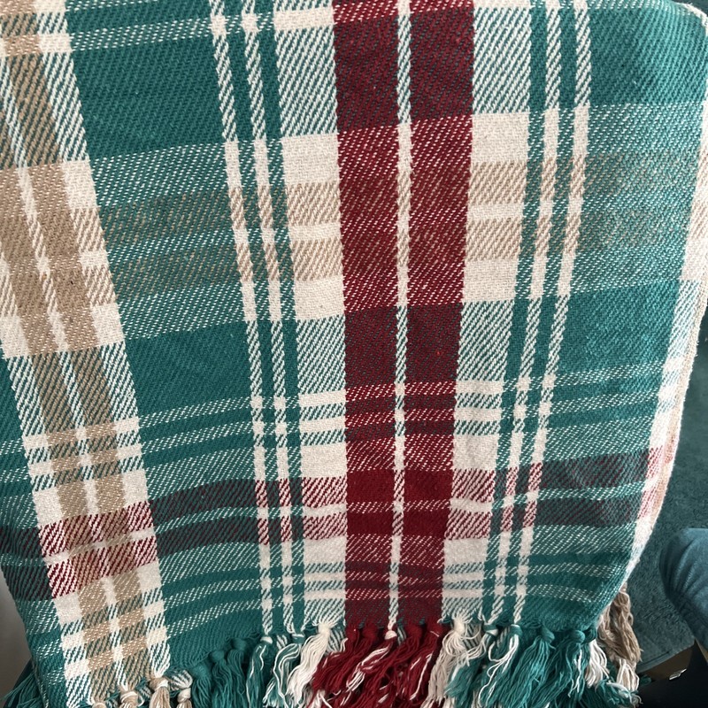 50”x60” Cotton Plaid Throw Blanket Fringe Tassels Made In India