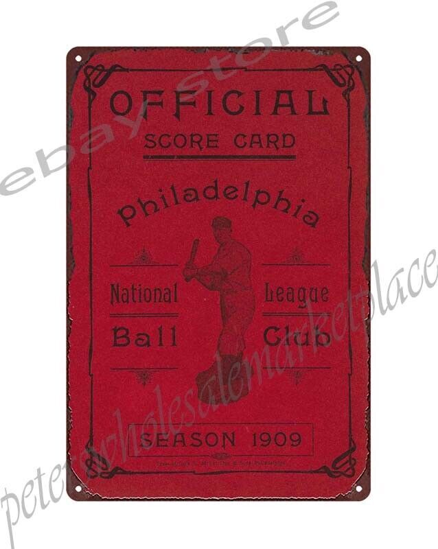 tin plaque 1909 Pittsburgh Vs. Philadelphia Baseball Scorecard metal tin sign