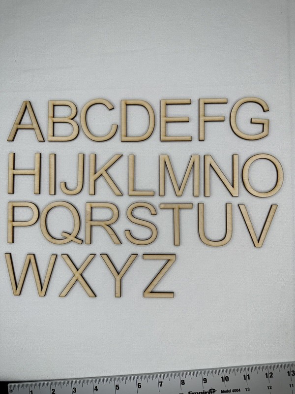 Laser Cut Unfinished Wood Letters or Numbers Arial Font Craft Cutout