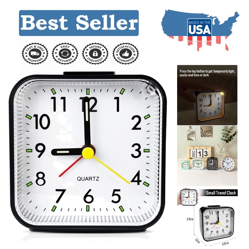 Stylish Portable Analog Travel Alarm Clock – Perfect Gift for Any Occasion