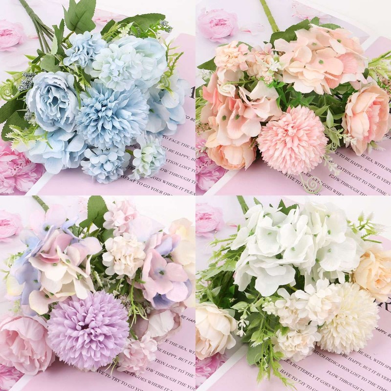 1/2pc 7 Heads Artificial Hydrangea Flowers Silk Bouquet Wedding Party Home Decor gallery
