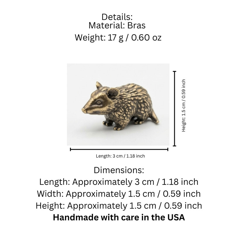 Opossum Figurine Miniature Wildlife Decor Trash Panda Friend Solid Brass Animal gallery