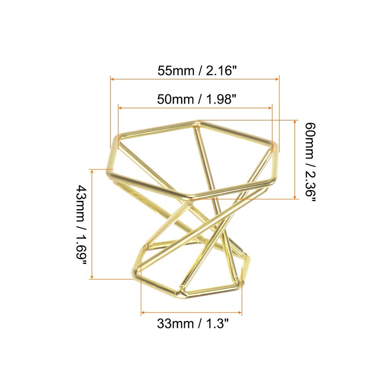Hexagonal Metal Crystal Ball Stand Holder Display 1.3 Inch Diameter Gold gallery