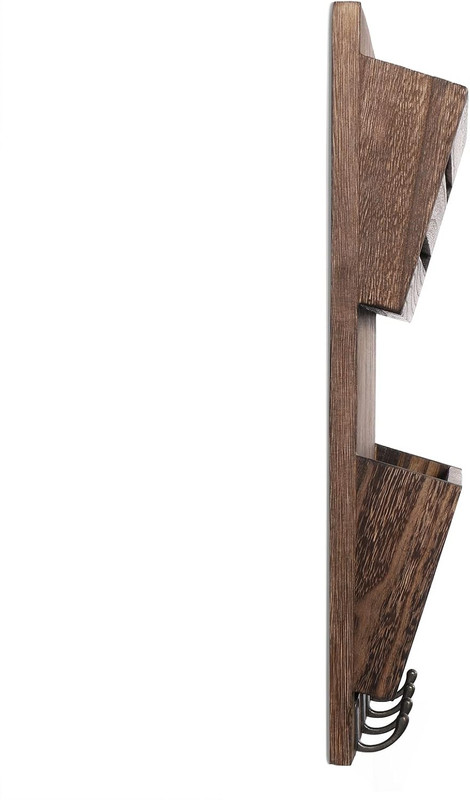 Mail Organizer Wall Mount with Key Hooks 2-Slot Wood Mail and Key Holder for ... gallery