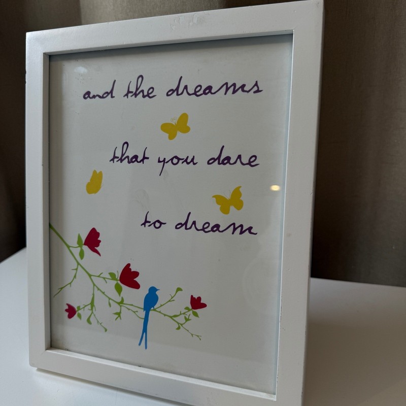 White Framed Inspirational Quote Art Print Butterflies Bird Flowers Wall Decor gallery
