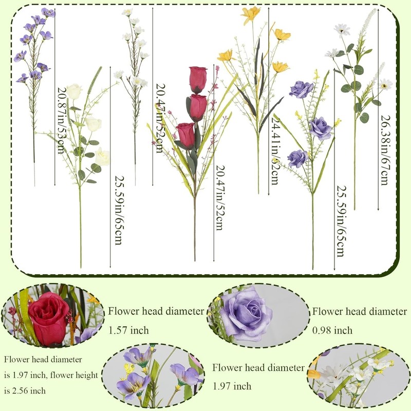 7 Pcs Wildflowers Artificial Flowers Daisies Roses and Lilies Faux Wildflower... gallery