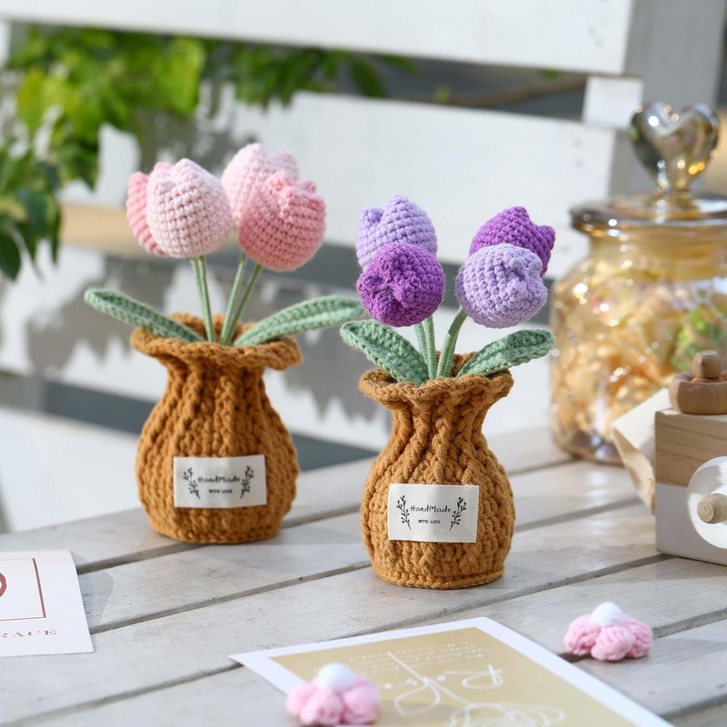 Soft Pink Crochet Tulip Plant - Ideal Gift for Birthdays and Mother's Day gallery