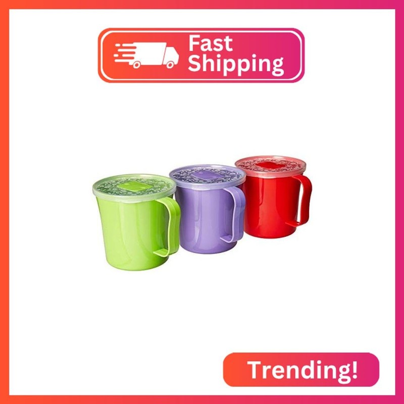 Zilpoo 3 Pack – Soup Mug with Handle and Vented Lid 37 Ounce | Plastic Microwave