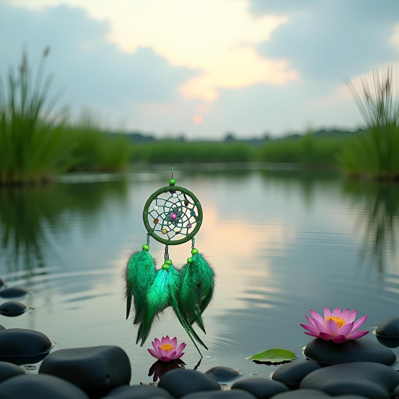 Green Small Dream Catcher with Feathers Wall Hanging Ornament Indian Style gallery
