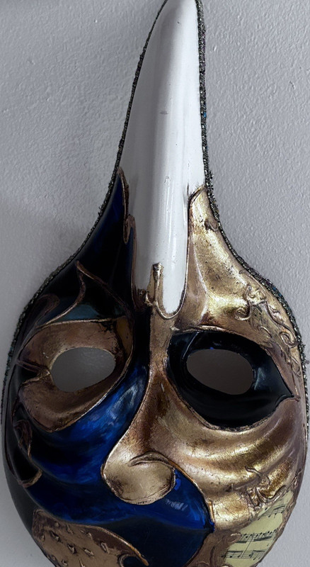 Venetian Plague Doctor Beaked Mask Papier Mache Painted Gold masquerade