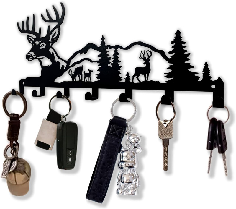 Key Holder For Wall Decorative Metal Organizer Mount Hanging Rack With 7 Hooks gallery