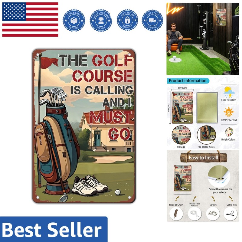 Quirky Golf Metal Sign – Easy Hanging, Perfect for Garage or Office Decor