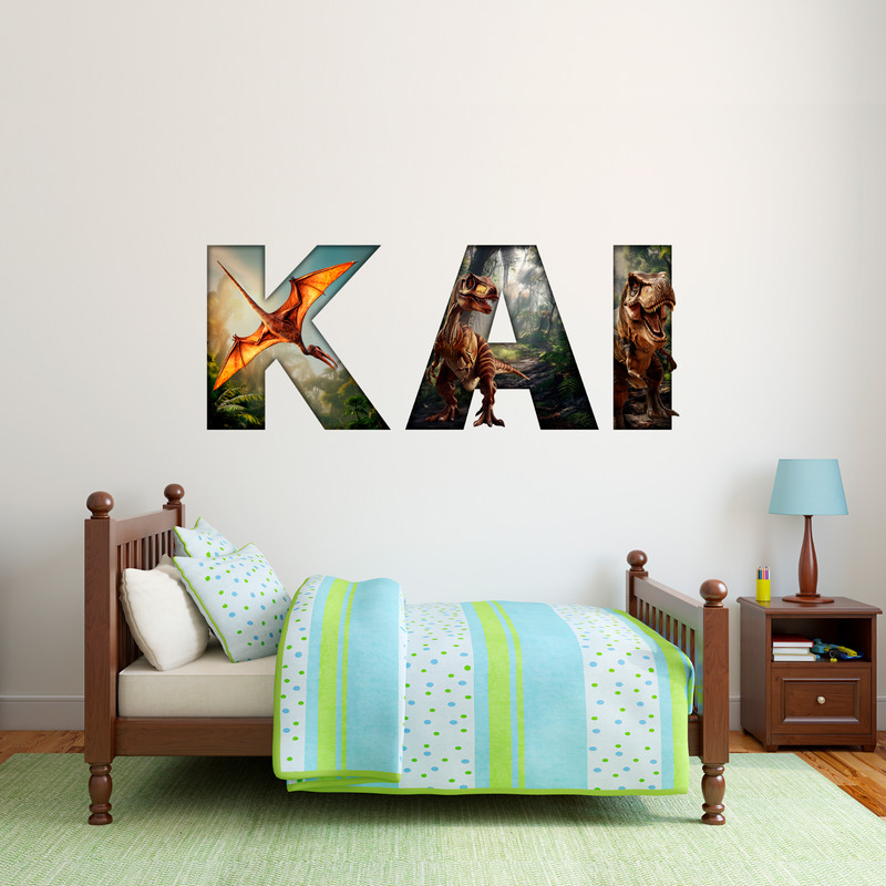 Custom Dinosaur Name Wall Decal Sticker for Kids Bed Room,Boy Dino Nursery Decor gallery