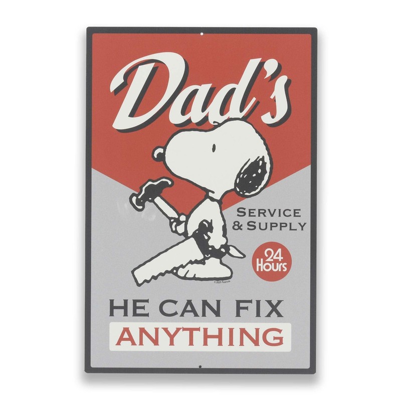 Peanuts Snoopy Dad Can Fix Anything Metal Sign – Funny Snoopy Wall Decor for …