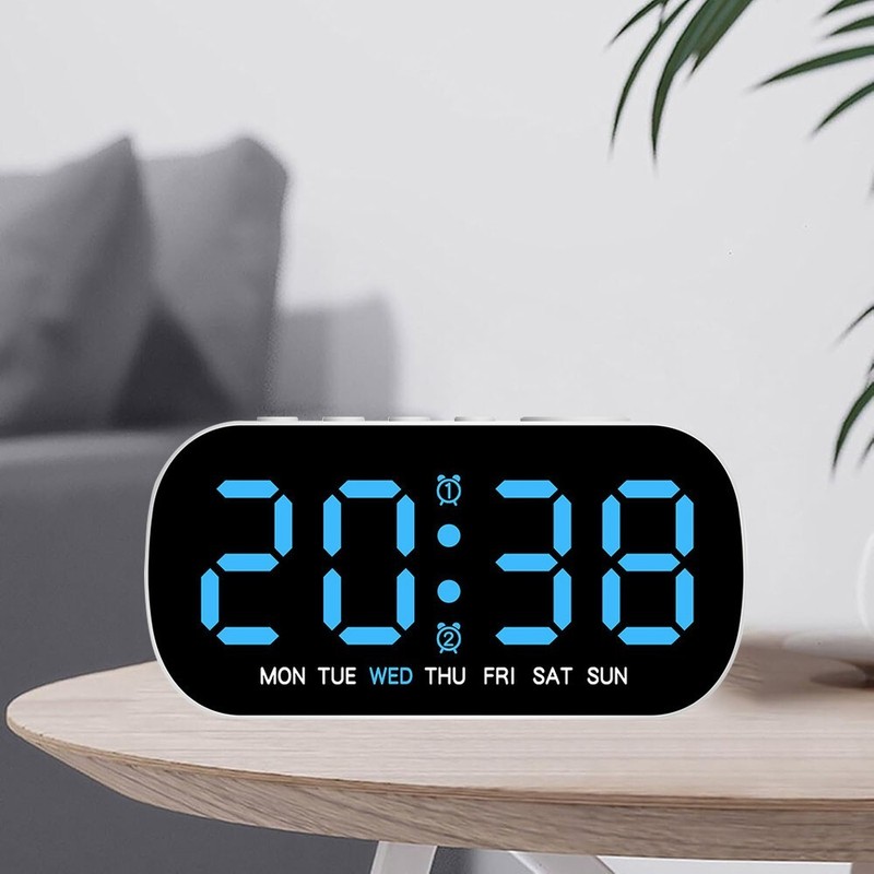 LED Large Display Electric Digital Alarm Clock with Battery Backup and Snooze