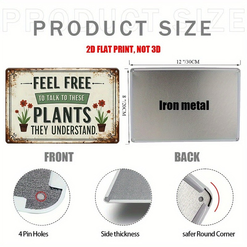 Humorous Plant Lover Metal Signs Talk to Plants Retro Home Wall Decor Art Garden gallery