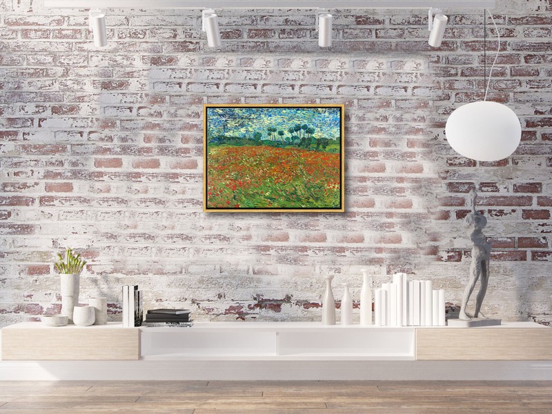 Framed Poppy Field June 1890 Canvas Print Van Gogh Paintings Repro Wall Art gallery