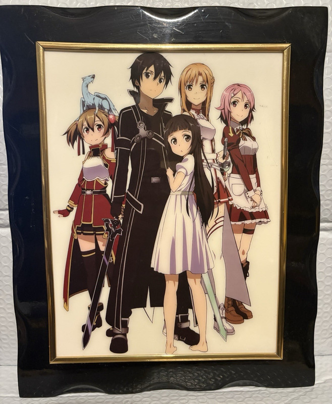 Sword Art Online Framed Print 11×8 in 13.5×11 Frame Damaged FREE Ship