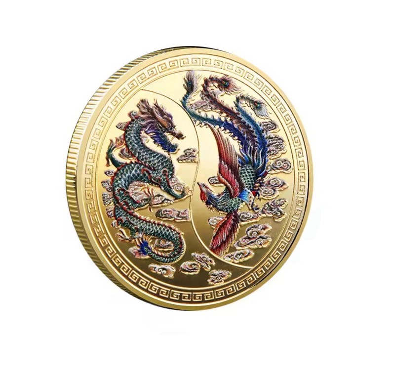 Souvenir Coin China Dragon and Phoenix Auspicious Commemorative Coin Collection