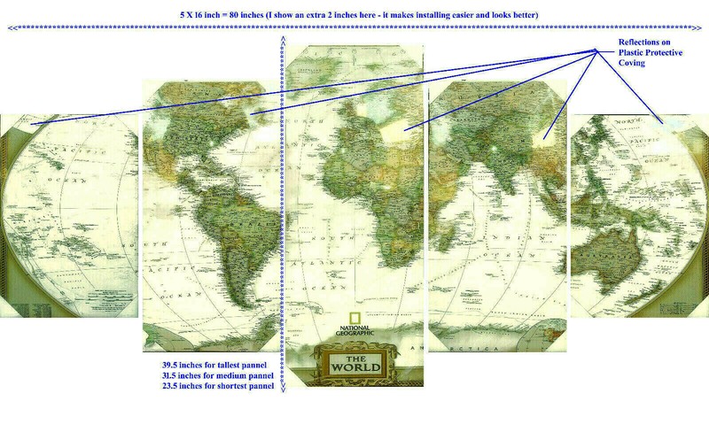 LOCAL PICKUP ONLY World Earth Globe Map 5 Piece Canvas Wall Art 80X39.5" gallery
