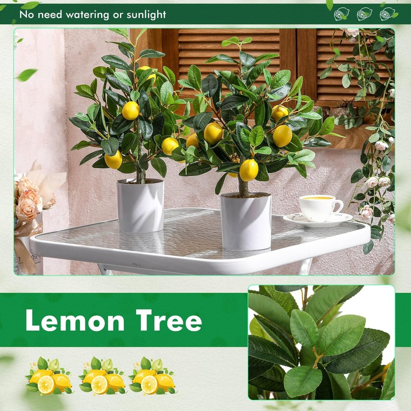 Giegxin 2 Pcs Artificial Lemon Tree 15.7 Inches Fake Artificial Potted Plants... gallery