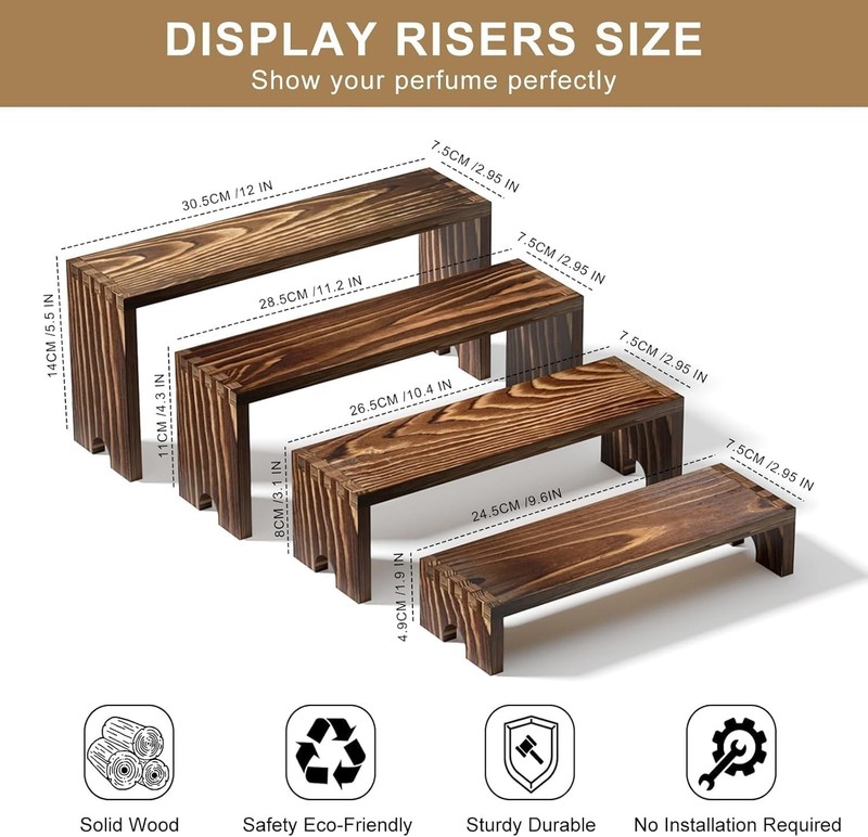 2 Set Wooden Tiered Risers Display Stands for Vendor Events,Stackable Wood Cu... gallery