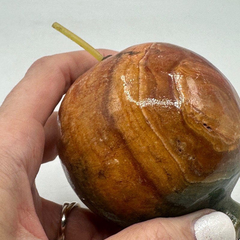 Vintage Italian Alabaster Stone Fruit Pomegranate Hand Carved Marble MCM gallery