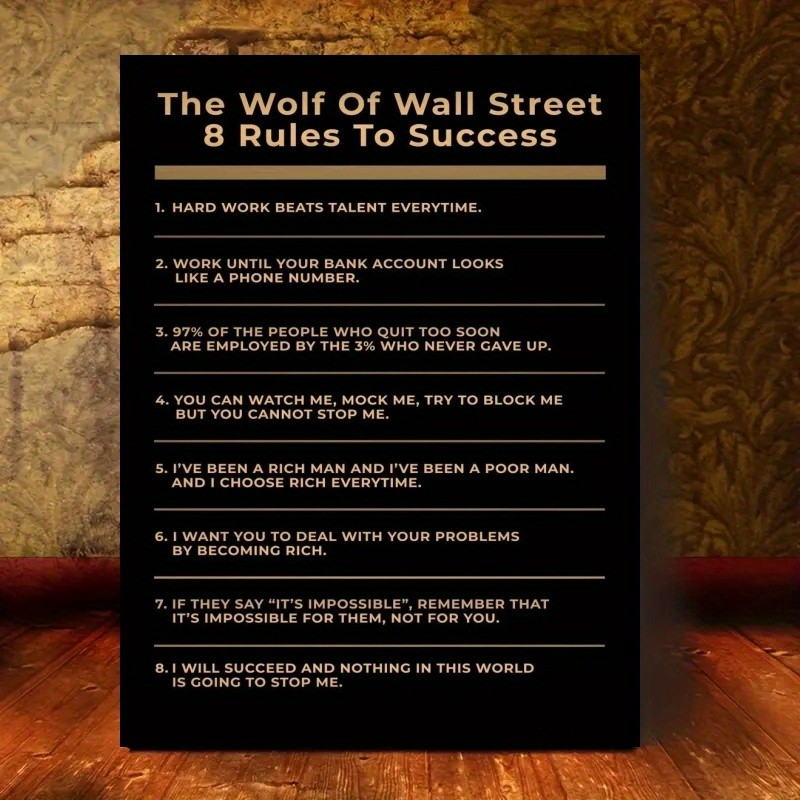 Wolf Of Wall Street Success Rules Framed Canvas, Entrepreneur Office Decor gallery