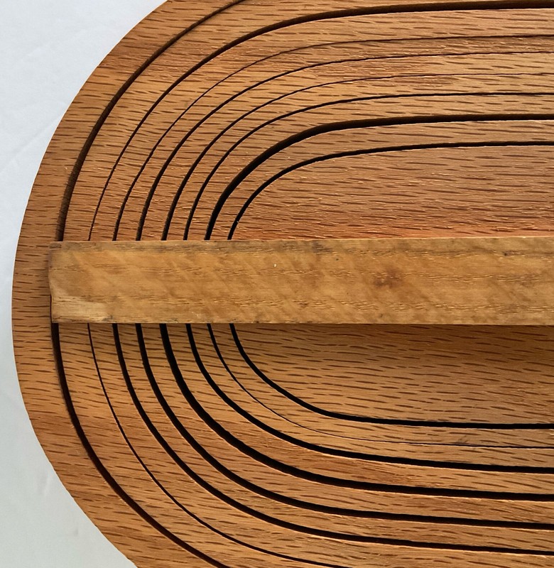 Handmade Collapsible WOODEN BASKET_13 1/2" x 6 5/8" x 7/8"(11' w/ handle)_Signed gallery