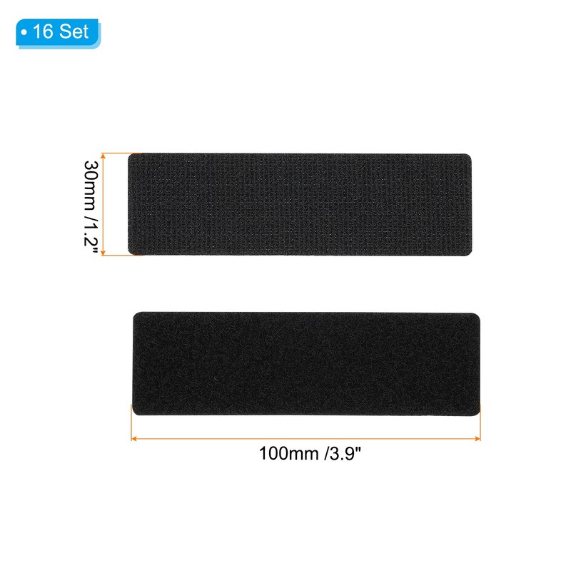 1.2x3.9 Inches Hook and Loop Dots 16 Sets Rectangle Self Adhesive Tape Black gallery