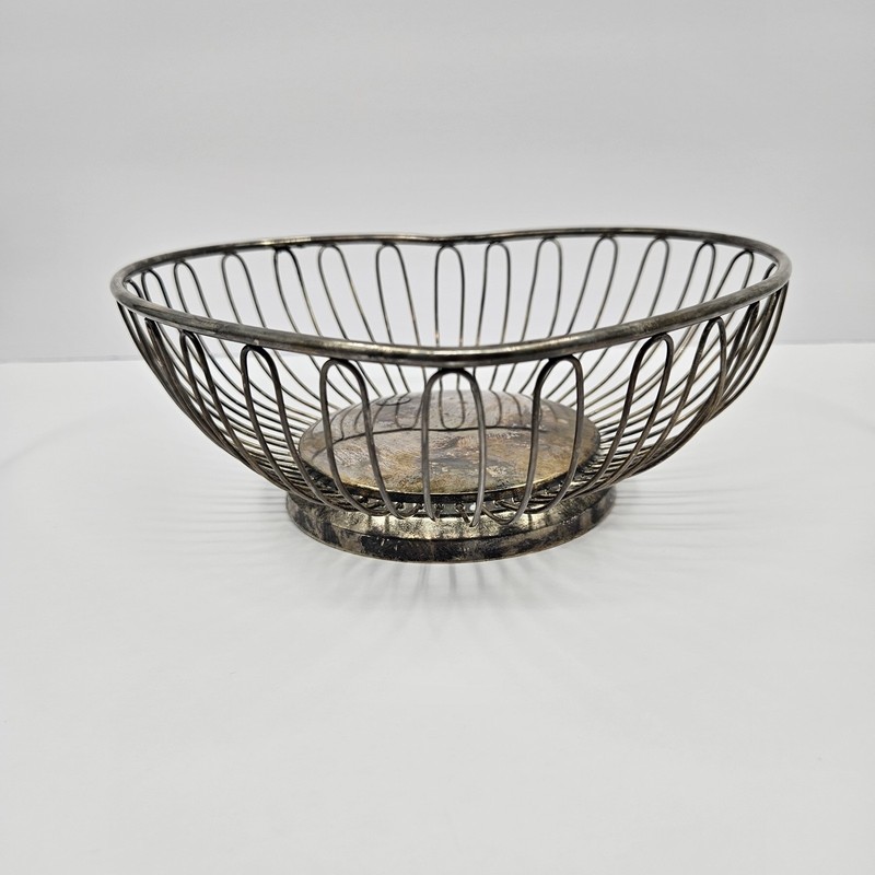 Godinger Silver Plated Heart Dish Basket 10 Inch Wire Bowl Vintage Decor gallery