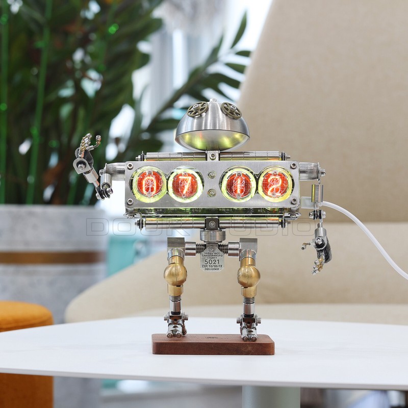 Retro 4*IN-12 Nixie Tube Clock Digital Metal Alarm Clock Desk Decor Robot Gift gallery